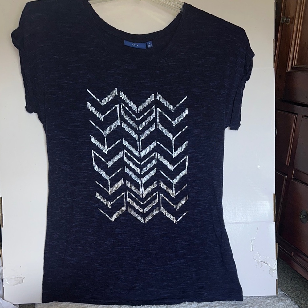 Apt. 9 Blue Graphic Fitted Tee